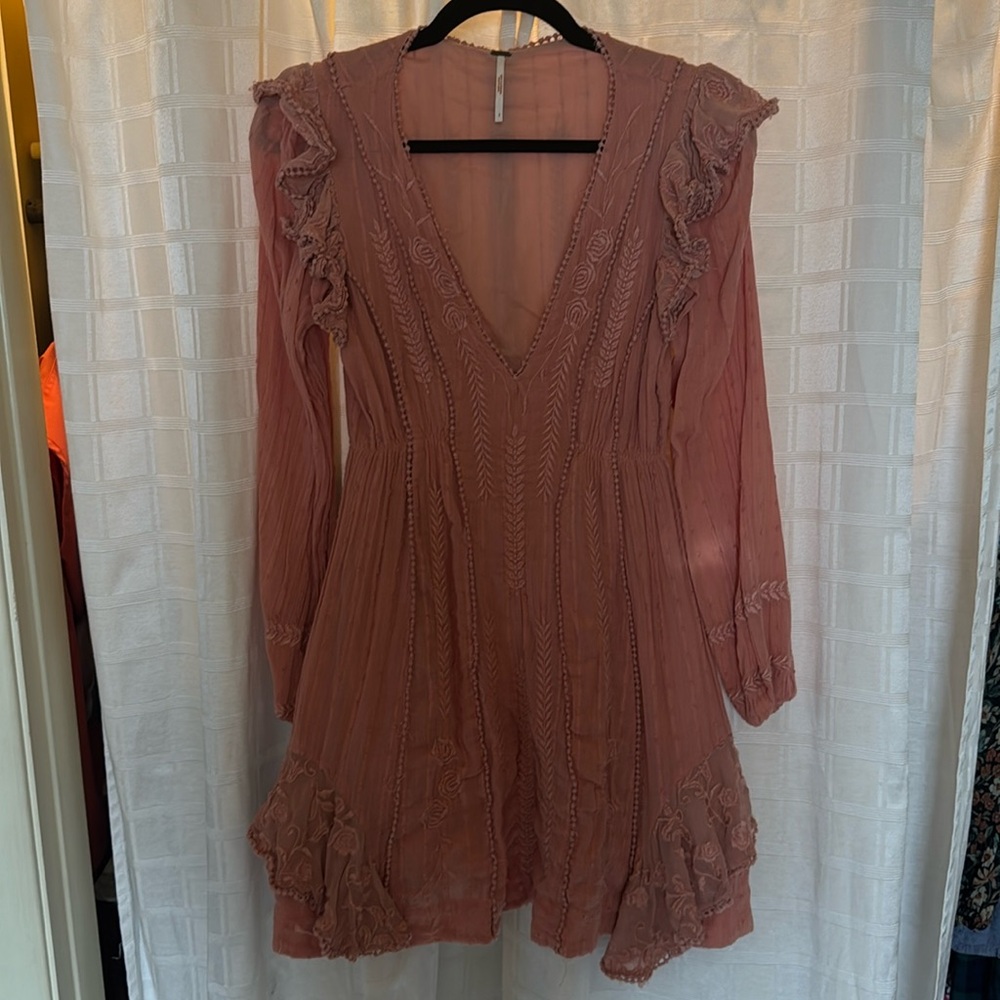 double lined low v neck neck free people dress size 2